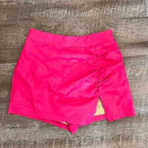 Leila Faux Leather Mini Skort Hot Pink